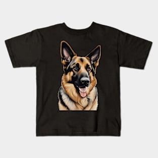 Portrait of a Cute German Shepherd Kids T-Shirt